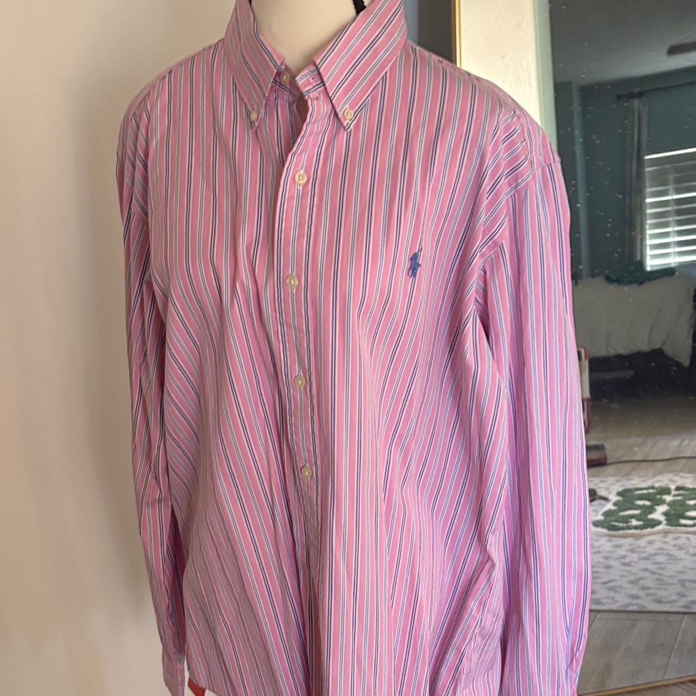 Men's Polo Ralph Lauren Pink Striped Shirt